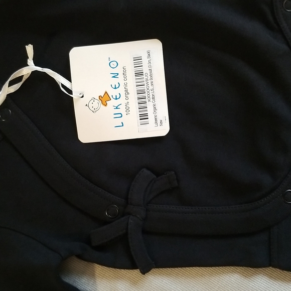 ORGANIC COTTON BABY BODY SUIT 0-3 MONTHS BY LUKEENO  IN BLACK - Picture 3 of 8